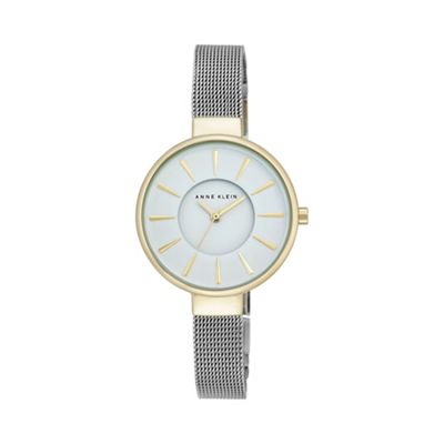 Womens silver tone mesh watch with a white dial ak/n2443wttt